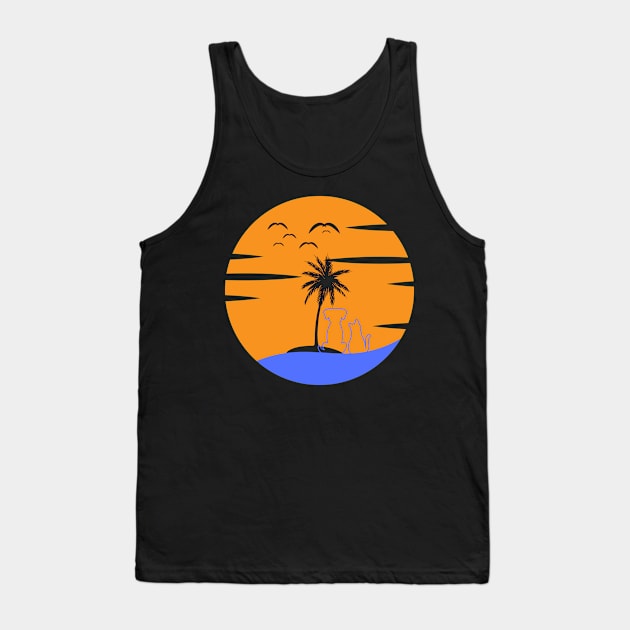 sunset with dog and cat Tank Top by arlene